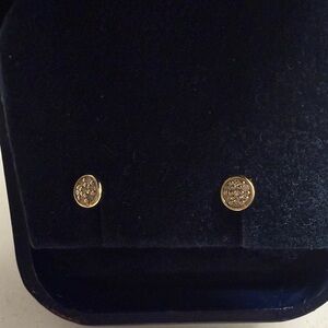 14K Yellow Gold Diamond Stud Earrings